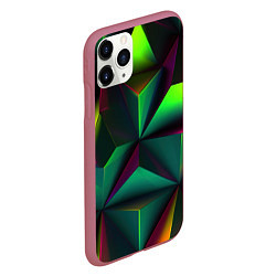 Чехол iPhone 11 Pro матовый Зеленый калейдоскоп абстракция, цвет: 3D-малиновый — фото 2