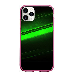 Чехол iPhone 11 Pro матовый Green line, цвет: 3D-малиновый