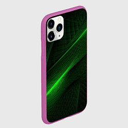 Чехол iPhone 11 Pro матовый Green neon lines, цвет: 3D-фиолетовый — фото 2