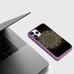 Чехол iPhone 11 Pro матовый Костяная мандала, цвет: 3D-фиолетовый — фото 2
