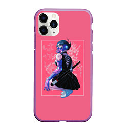 Чехол iPhone 11 Pro матовый Кибер девушка, цвет: 3D-фиолетовый