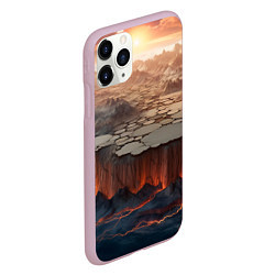 Чехол iPhone 11 Pro матовый Разлом земли и лавовой поверхности, цвет: 3D-розовый — фото 2