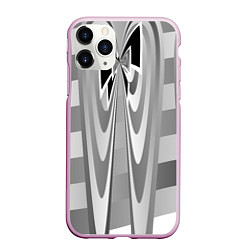 Чехол iPhone 11 Pro матовый Серая геометрия, цвет: 3D-розовый