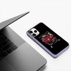 Чехол iPhone 11 Pro матовый Демон японии, цвет: 3D-светло-сиреневый — фото 2