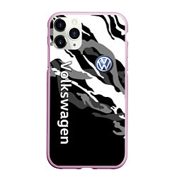 Чехол iPhone 11 Pro матовый Фольцваген - белый камуфляж, цвет: 3D-розовый