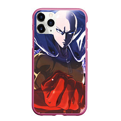 Чехол iPhone 11 Pro матовый One Punch Man Сайтама, цвет: 3D-малиновый