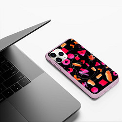 Чехол iPhone 11 Pro матовый Яркие маркеры, цвет: 3D-розовый — фото 2