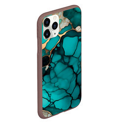 Чехол iPhone 11 Pro матовый Зеленый мрамор с золотыми прожилками, цвет: 3D-коричневый — фото 2