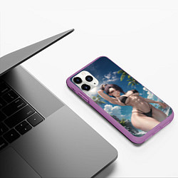 Чехол iPhone 11 Pro матовый Девушка в купальник на море, цвет: 3D-фиолетовый — фото 2