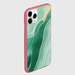 Чехол iPhone 11 Pro матовый Малахитовые полосы, цвет: 3D-малиновый — фото 2