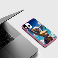 Чехол iPhone 11 Pro матовый Девушка в желтом купальнике, цвет: 3D-малиновый — фото 2