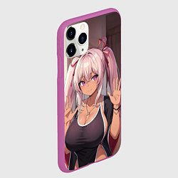 Чехол iPhone 11 Pro матовый Милая аниме блондинка, цвет: 3D-фиолетовый — фото 2