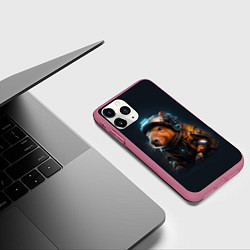 Чехол iPhone 11 Pro матовый Cool capybara - cyberpunk - neural network, цвет: 3D-малиновый — фото 2