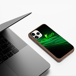 Чехол iPhone 11 Pro матовый CSGO green lines logo, цвет: 3D-коричневый — фото 2