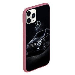 Чехол iPhone 11 Pro матовый Mercedes black, цвет: 3D-малиновый — фото 2