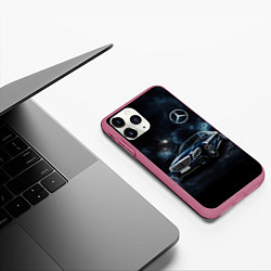Чехол iPhone 11 Pro матовый Mercedes Benz galaxy, цвет: 3D-малиновый — фото 2