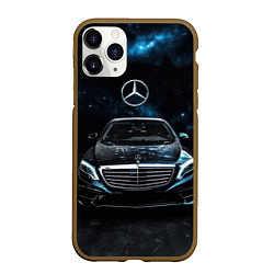 Чехол iPhone 11 Pro матовый Mercedes Benz space background, цвет: 3D-коричневый