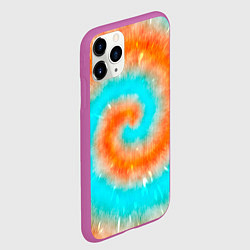 Чехол iPhone 11 Pro матовый Тай-дай апельсин, цвет: 3D-фиолетовый — фото 2