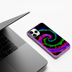 Чехол iPhone 11 Pro матовый Тай-дай электро, цвет: 3D-фиолетовый — фото 2