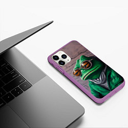 Чехол iPhone 11 Pro матовый Уставшная лягушка Пепе, цвет: 3D-фиолетовый — фото 2