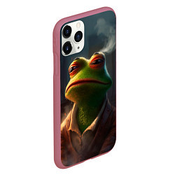 Чехол iPhone 11 Pro матовый Frog Pepe, цвет: 3D-малиновый — фото 2