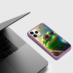 Чехол iPhone 11 Pro матовый Лягушка Пепе, цвет: 3D-фиолетовый — фото 2