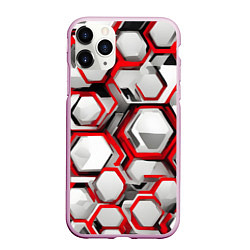 Чехол iPhone 11 Pro матовый Кибер Hexagon Красный