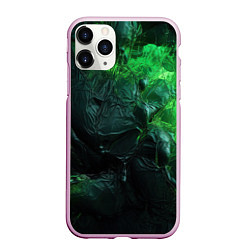 Чехол iPhone 11 Pro матовый Зеленая объемная текстура, цвет: 3D-розовый