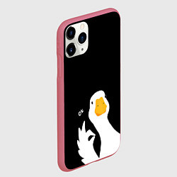Чехол iPhone 11 Pro матовый Ок гусь, цвет: 3D-малиновый — фото 2