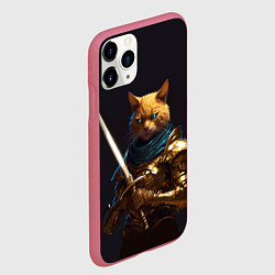 Чехол iPhone 11 Pro матовый Рыцарский кот, цвет: 3D-малиновый — фото 2
