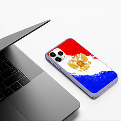 Чехол iPhone 11 Pro матовый Герб РФ - триколор красками, цвет: 3D-светло-сиреневый — фото 2