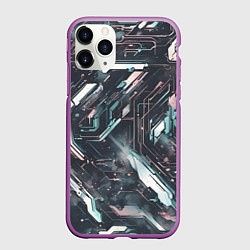 Чехол iPhone 11 Pro матовый Киберанк полосы, цвет: 3D-фиолетовый