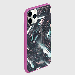 Чехол iPhone 11 Pro матовый Киберанк полосы, цвет: 3D-фиолетовый — фото 2