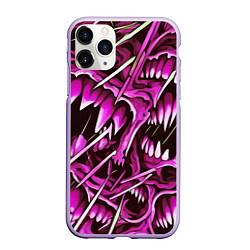 Чехол iPhone 11 Pro матовый Розовые кислотные клыки, цвет: 3D-светло-сиреневый