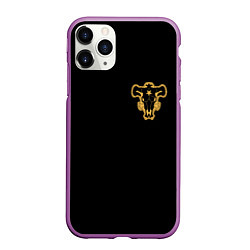 Чехол iPhone 11 Pro матовый Чёрный клевер - форма быка, цвет: 3D-фиолетовый