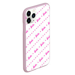 Чехол iPhone 11 Pro матовый Барби паттерн - логотип и сердечки, цвет: 3D-розовый — фото 2