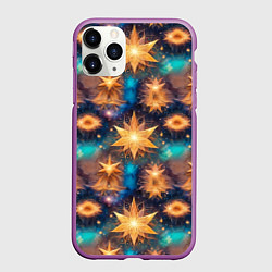 Чехол iPhone 11 Pro матовый Фантастические звезды узор, цвет: 3D-фиолетовый
