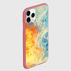 Чехол iPhone 11 Pro матовый Вода и пламя абстракция, цвет: 3D-малиновый — фото 2