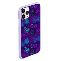Чехол iPhone 11 Pro матовый Неоновые круги узор, цвет: 3D-светло-сиреневый — фото 2