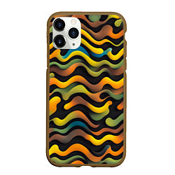 Чехол iPhone 11 Pro матовый Волнистый хаки, цвет: 3D-коричневый