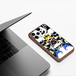 Чехол iPhone 11 Pro матовый Паттерн из черепов - поп-арт, цвет: 3D-коричневый — фото 2