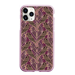 Чехол iPhone 11 Pro матовый Сокол в стиле модерн - паттерн, цвет: 3D-розовый