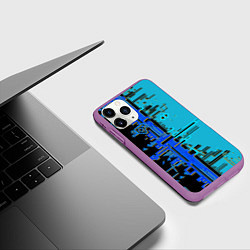 Чехол iPhone 11 Pro матовый Кибер-глитч синий, цвет: 3D-фиолетовый — фото 2