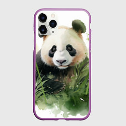 Чехол iPhone 11 Pro матовый Панда акварель, цвет: 3D-фиолетовый