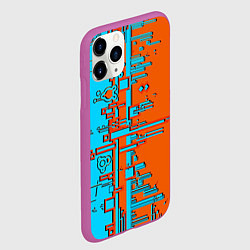 Чехол iPhone 11 Pro матовый Кибер-глитч морозный апельсин, цвет: 3D-фиолетовый — фото 2