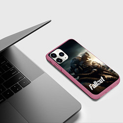 Чехол iPhone 11 Pro матовый Fallout man game, цвет: 3D-малиновый — фото 2