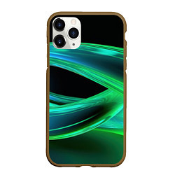 Чехол iPhone 11 Pro матовый Green lines abstract, цвет: 3D-коричневый