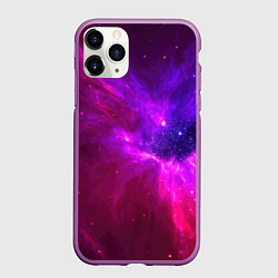 Чехол iPhone 11 Pro матовый Бескрайнее космическое пространство - галактика, цвет: 3D-фиолетовый