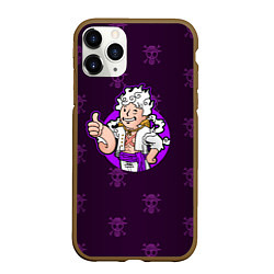 Чехол iPhone 11 Pro матовый One piece - Луффи в стиле Пип-Бой, цвет: 3D-коричневый