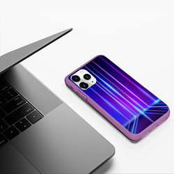 Чехол iPhone 11 Pro матовый Neon glow - vaporwave - strips, цвет: 3D-фиолетовый — фото 2